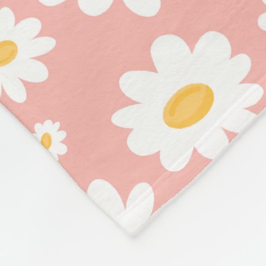 Groovy Blush Boho Daisy Bloementuin Patroon Fleece Deken (Hoek)