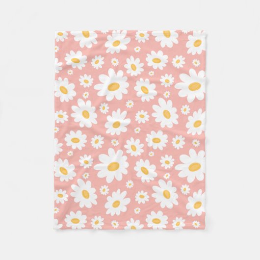 Groovy Blush Boho Daisy Bloementuin Patroon Fleece Deken (Voorkant)