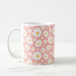 Groovy Blush Boho Daisy Bloementuin Patroon Koffiemok