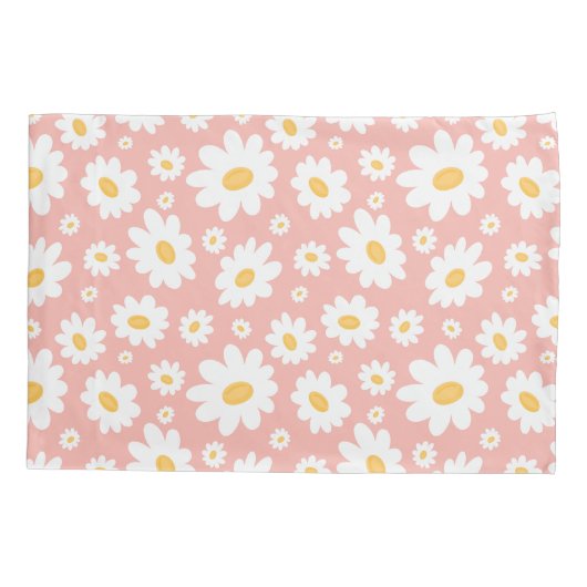 Groovy Blush Boho Daisy Bloementuin Patroon Kussensloop (Achterkant)