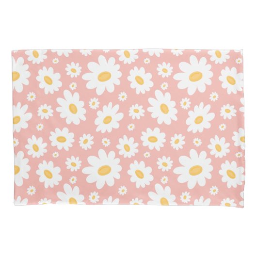 Groovy Blush Boho Daisy Bloementuin Patroon Kussensloop (Voorkant)