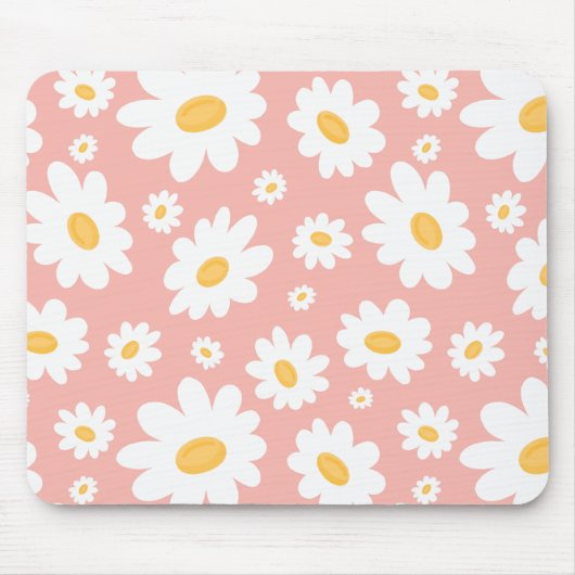 Groovy Blush Boho Daisy Bloementuin Patroon Muismat (Voorkant)