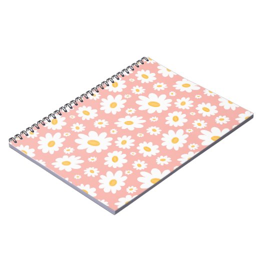 Groovy Blush Boho Daisy Bloementuin Patroon Notitieboek (Linkerzijde)