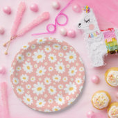 Groovy Blush Boho Daisy Bloementuin Patroon Papieren Bordje (Feest)