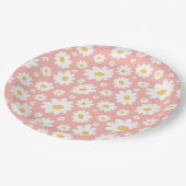 Groovy Blush Boho Daisy Bloementuin Patroon Papieren Bordje (Gekanteld)