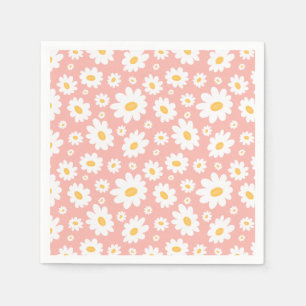 Groovy Blush Boho Daisy Bloementuin Patroon Servet