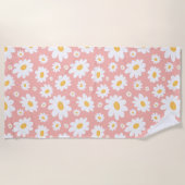 Groovy Blush Boho Daisy Bloementuin Patroon Strandlaken (Voorkant)