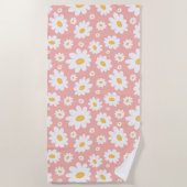 Groovy Blush Boho Daisy Bloementuin Patroon Strandlaken (Voorkant)