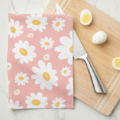Groovy Blush Boho Daisy Bloementuin Patroon Theedoek (Quarter Fold)
