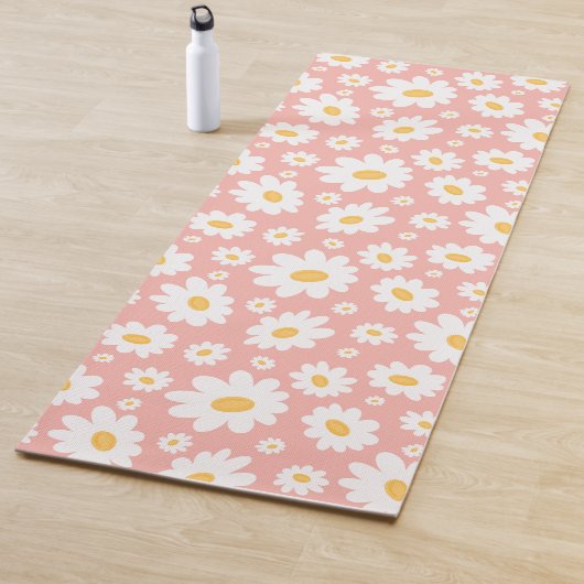 Groovy Blush Boho Daisy Bloementuin Patroon Yogamat (In situ)