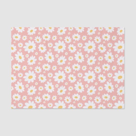 Groovy Blush Boho Daisy Floral Garden Pattern Tissuepapier (Voorkant)