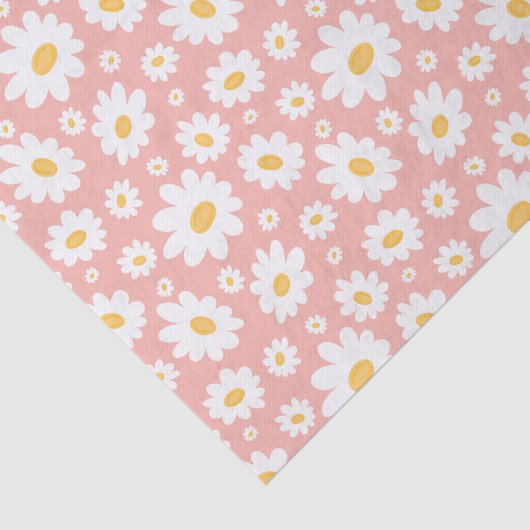 Groovy Blush Boho Daisy Floral Garden Pattern Tissuepapier (Detail)