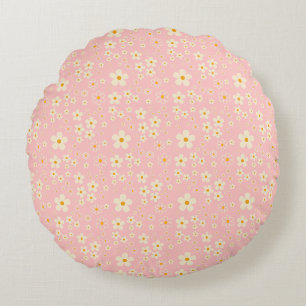 Groovy Blush Boho Madelief Bloem Tuin Patroon Wrap Rond Kussen