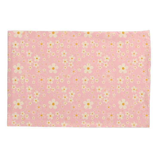 Groovy Blush Boho Madeliefje Bloem Tuin Patroon Wr Kussensloop (Achterkant)
