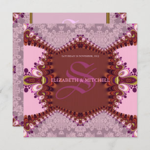 Groovy Bohemian Damask Wedding Invitation Kaart