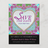 Groovy Bohemian Hippy Save the Date Black Briefkaa Aankondigingskaart (Voorkant)
