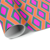 Groovy Bohemian Retro Roze Oranje geometrische vor Cadeaupapier (Rol Hoek)