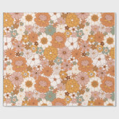 Groovy Boho 70s bloemen patroon Cadeaupapier (Vlak)