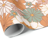 Groovy Boho 70s bloemen patroon Cadeaupapier (Rol Hoek)