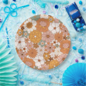 Groovy Boho 70s bloemen patroon Papieren Bordje (Feest)