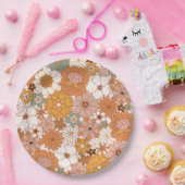 Groovy Boho 70s bloemen patroon Papieren Bordje (Feest)