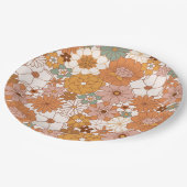 Groovy Boho 70s bloemen patroon Papieren Bordje (Gekanteld)