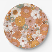Groovy Boho 70s bloemen patroon Papieren Bordje (Voorkant)