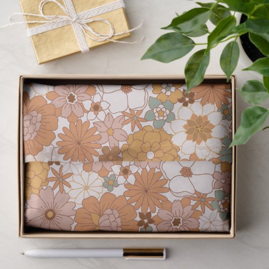 Groovy Boho 70s bloemen patroon Tissuepapier (Geschenk)