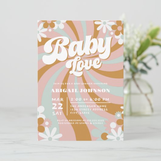 Groovy Boho-Baby shower Kaart (Staand voorkant)