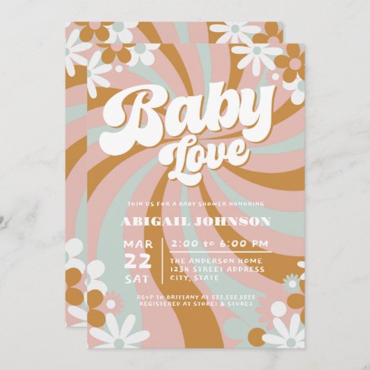 Groovy Boho-Baby shower Kaart (Voorkant / Achterkant)