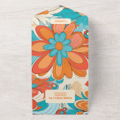 Groovy Boho Beachy Fun Vibes Bruiloft All In One Uitnodiging (Buitenkant)