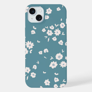 Groovy Boho Blauwe Bloemen Bloemmotieven iPhone 15 Plus Case