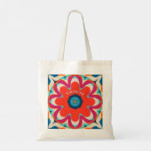 Groovy Boho Bloem Kleurrijk Gepersonaliseerd Tote Bag (Achterkant)