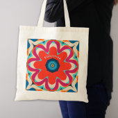 Groovy Boho Bloem Kleurrijk Gepersonaliseerd Tote Bag