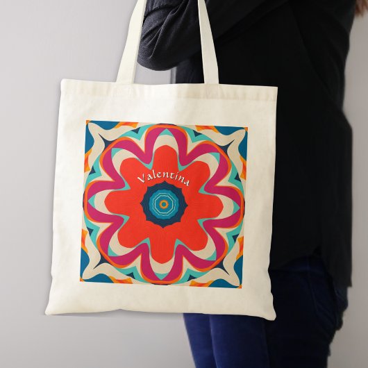 Groovy Boho Bloem Kleurrijk Gepersonaliseerd Tote Bag