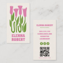 groovy boho bloemen blush script visitekaartje