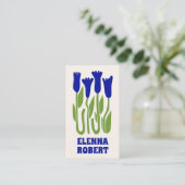 groovy boho bloemen script visitekaartje (Staand voorkant)