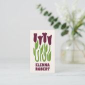 groovy boho bloemen script visitekaartje (Staand voorkant)