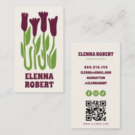 groovy boho bloemen script visitekaartje