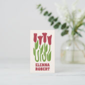 groovy boho bloemen script visitekaartje (Staand voorkant)