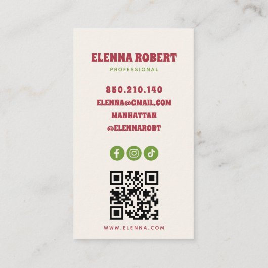 groovy boho bloemen script visitekaartje (Achterkant)