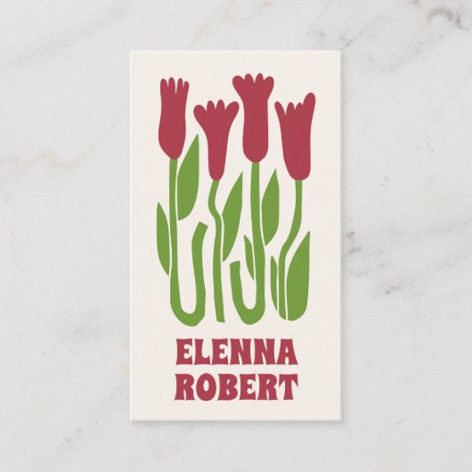 groovy boho bloemen script visitekaartje (Voorkant)