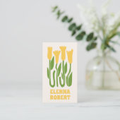 groovy boho bloemen script visitekaartje (Staand voorkant)