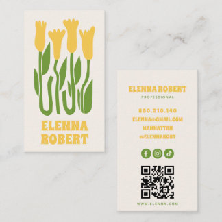 groovy boho bloemen script visitekaartje