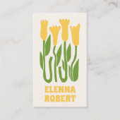 groovy boho bloemen script visitekaartje (Voorkant)