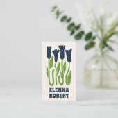 groovy boho bloemen script visitekaartje (Staand voorkant)