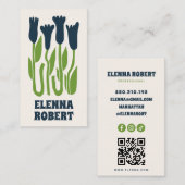 groovy boho bloemen script visitekaartje (Voorkant / Achterkant)