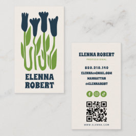 groovy boho bloemen script visitekaartje