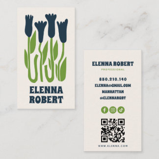 groovy boho bloemen script visitekaartje