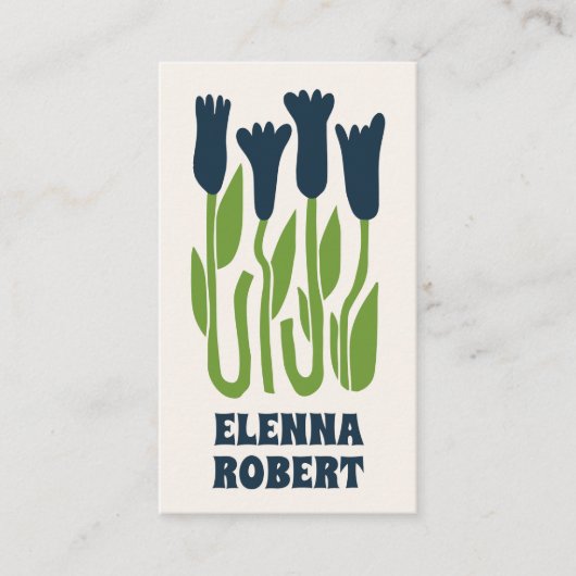 groovy boho bloemen script visitekaartje (Voorkant)